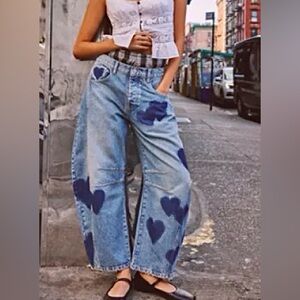 Free People Shadow Heart Barrel Jeans